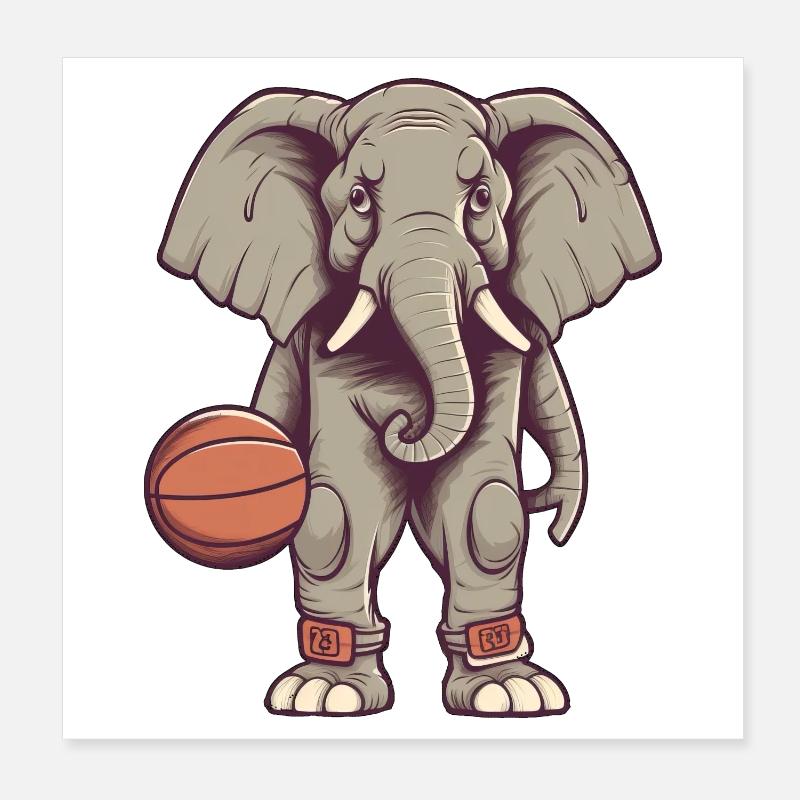 Éléphant de basket-ball Poster 20 x 20 cm