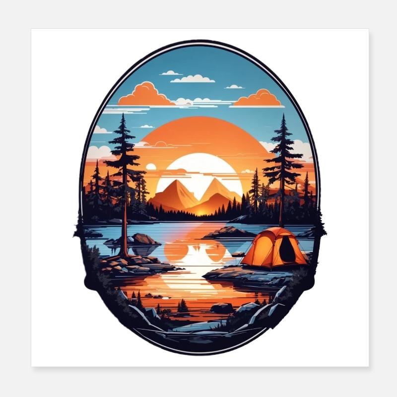 Camping Zeit Poster 20x20 cm