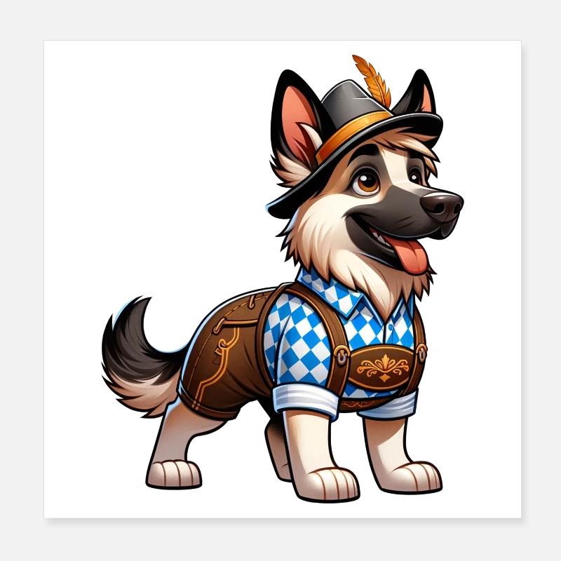 Bavarian Shepherd Dog Poster 8" x 8" (20x20 cm)