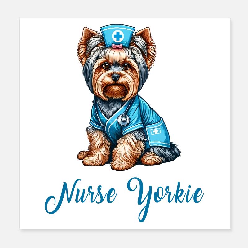 Infirmière Yorkshire Terrier Poster 20 x 20 cm