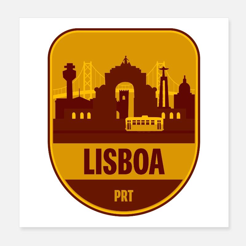 Lisboa Skyline Tram Poster 20x20 cm