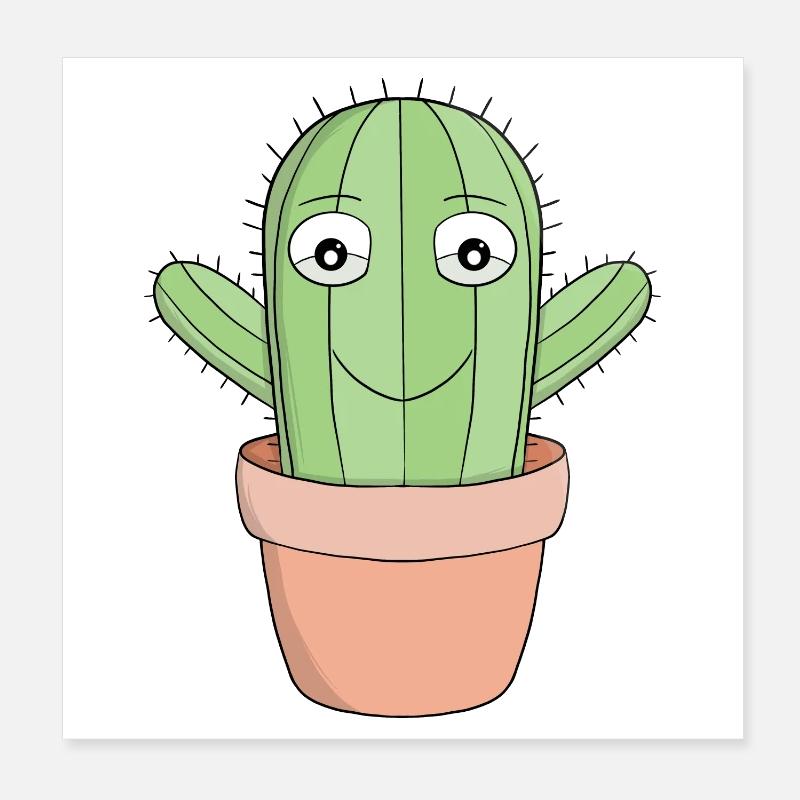 A cute smiling cactus Poster 8" x 8" (20x20 cm)
