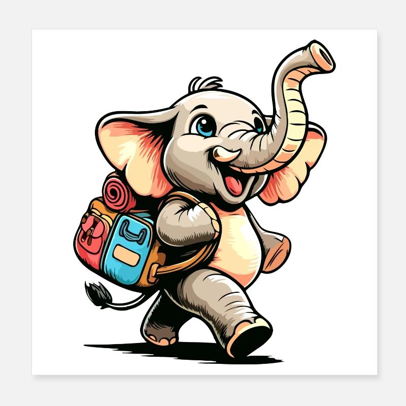 Tiny Trekker : Le Jolly Elephant Poster 20 x 20 cm