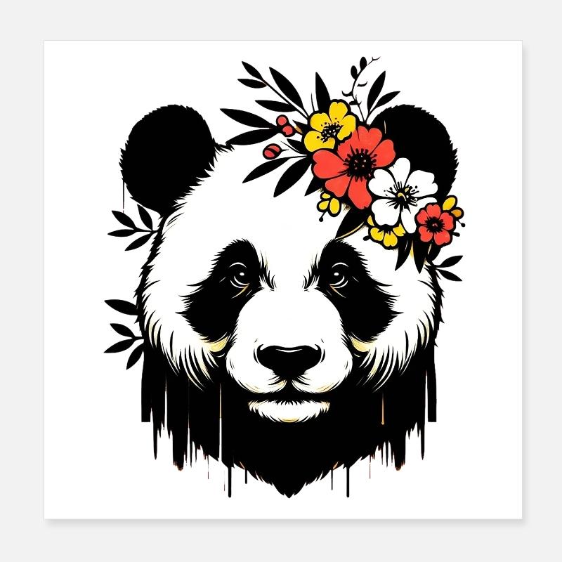 Panda Poster 8" x 8" (20x20 cm)