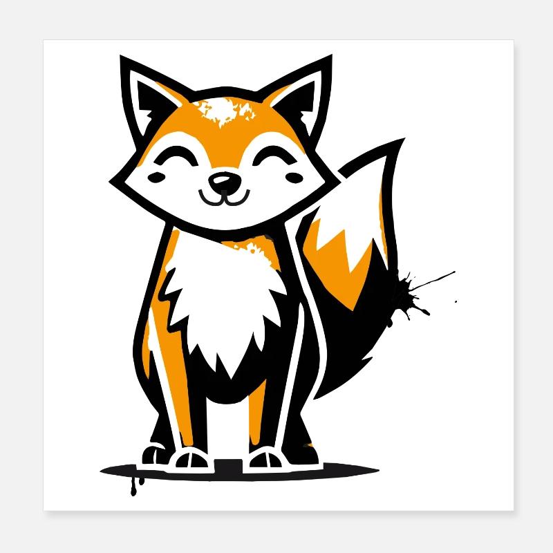 Moderner Fuchs im Stencil Graffiti-Design Poster 20x20 cm