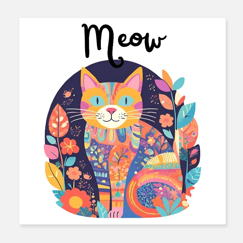 Colorful Cat Patchwork Anthology Poster 8" x 8" (20x20 cm)