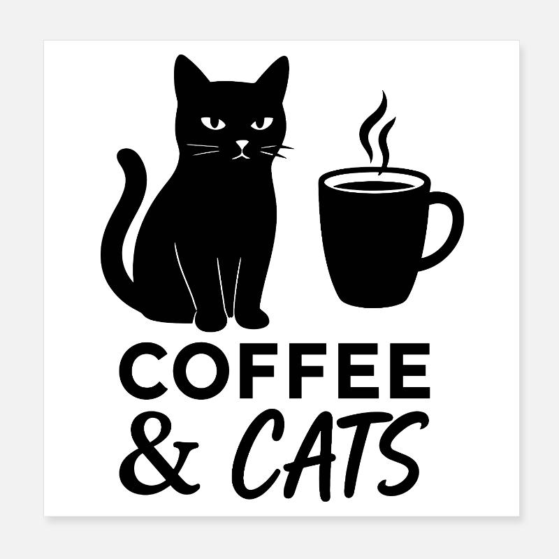 Chat de café Poster 20 x 20 cm