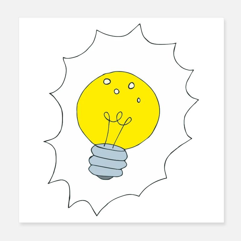 Creative Light Bulb Illustration Poster 8" x 8" (20x20 cm)