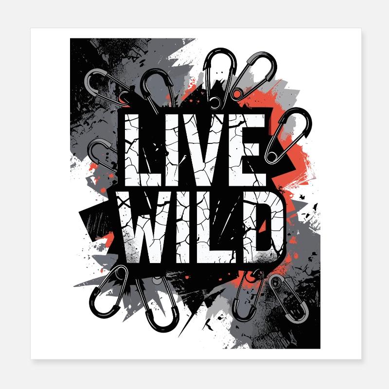 Live Wild Graffiti Design Poster 20x20 cm