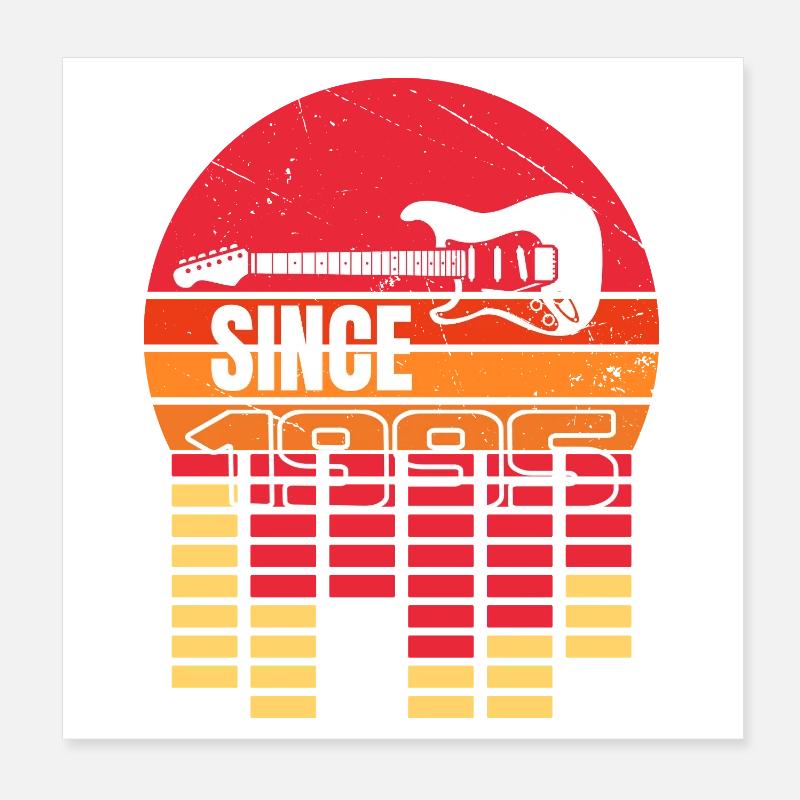 Since 1995 Retro Guitar Poster 20 x 20 cm