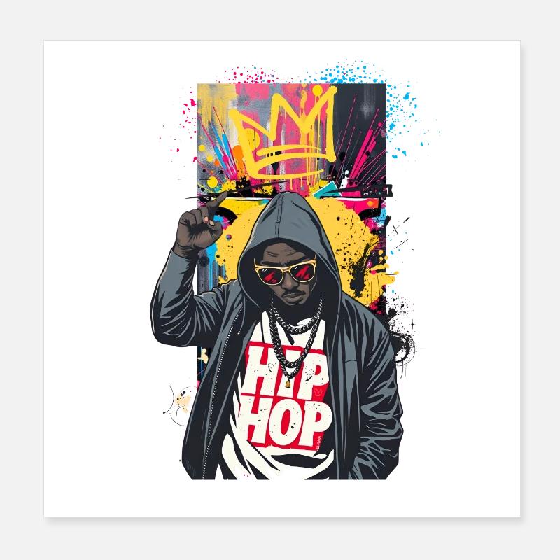 Urbaner Rapper mit bunten Graffitis Poster 20x20 cm