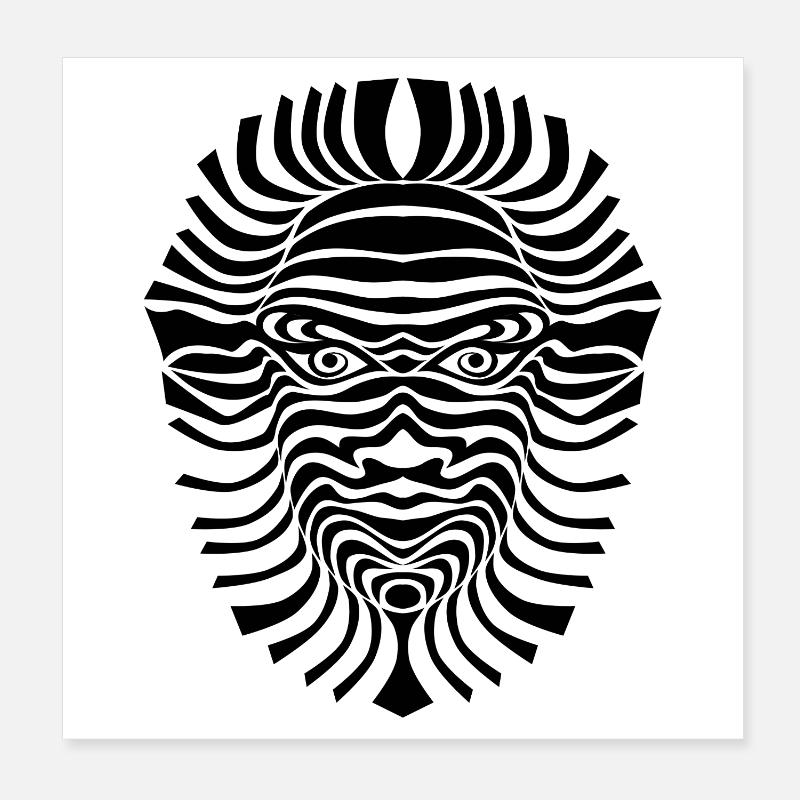 psy-chic psychedlic sixties good voodoo mask Poster 20x20 cm