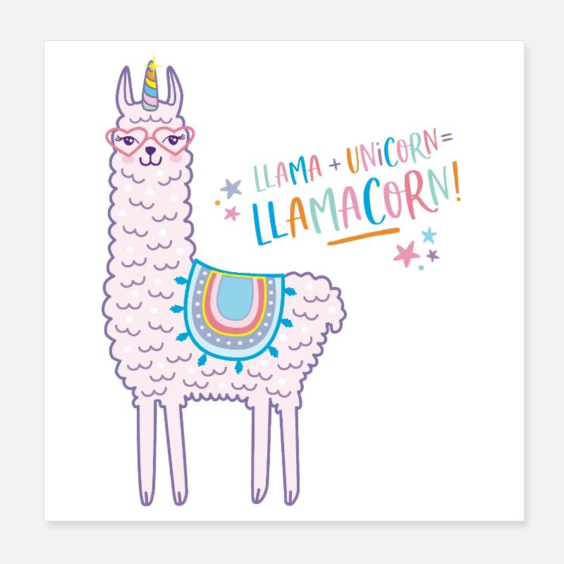 Llamacorn rosa Lama Einhorn  Poster 20x20 cm