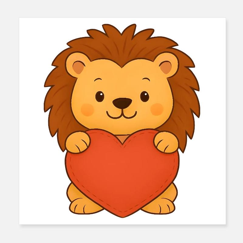 Löwe mit Herz Poster 20x20 cm