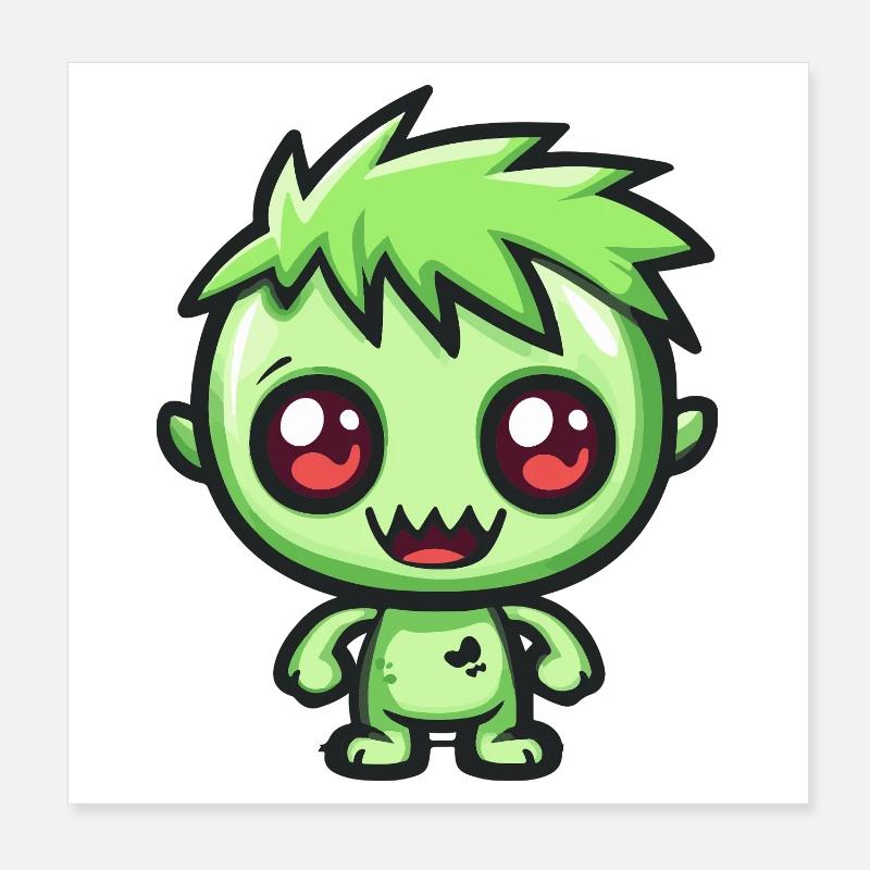 Zombie Halloween Creepy Comic Poster 8" x 8" (20x20 cm)