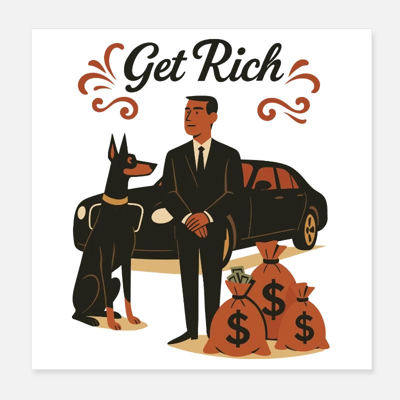Devenir riche Mode de vie Poster 20 x 20 cm