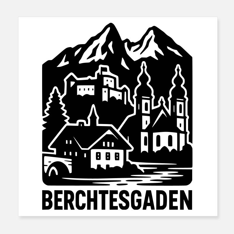berchtesgaden silhouette wahrzeichen Poster 20x20 cm