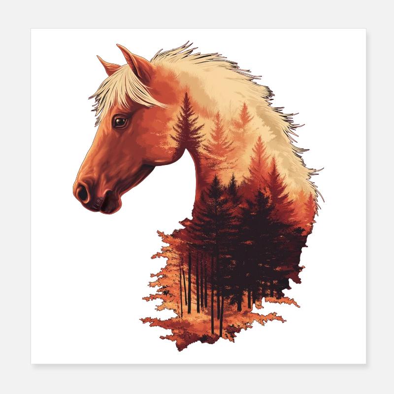 Cheval d'automne Poster 20 x 20 cm
