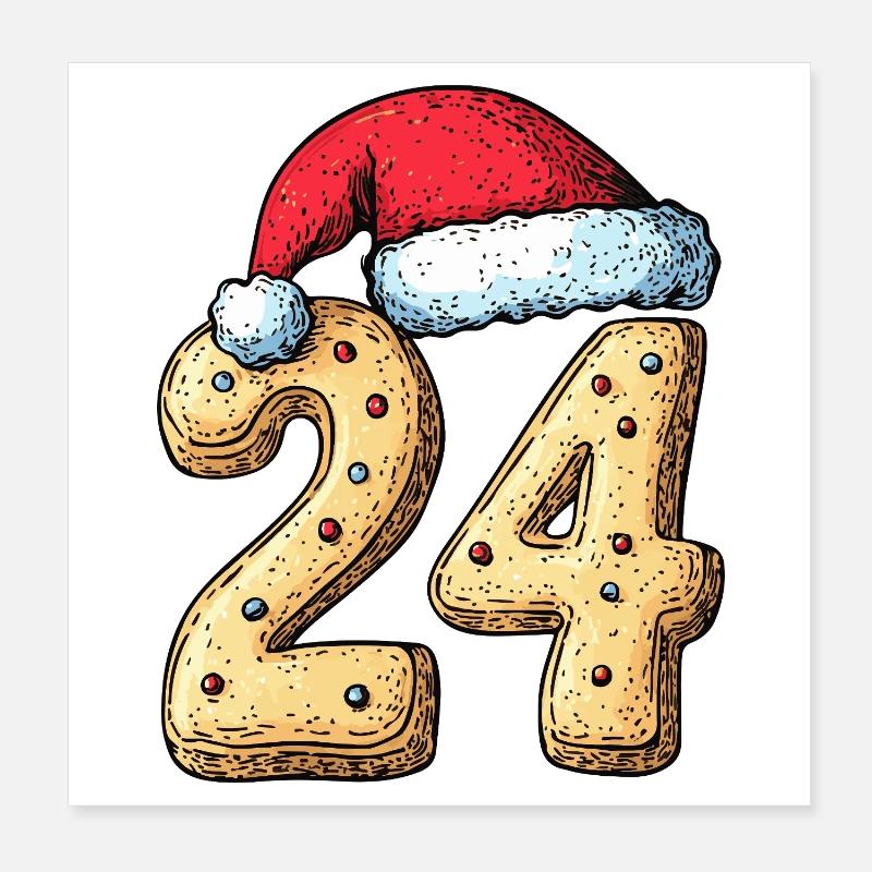 Biscuit de Noël à 24 chiffres Poster 20 x 20 cm