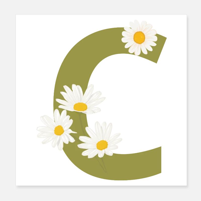 Buchstabe c grüne Gänseblümchen Poster 20x20 cm