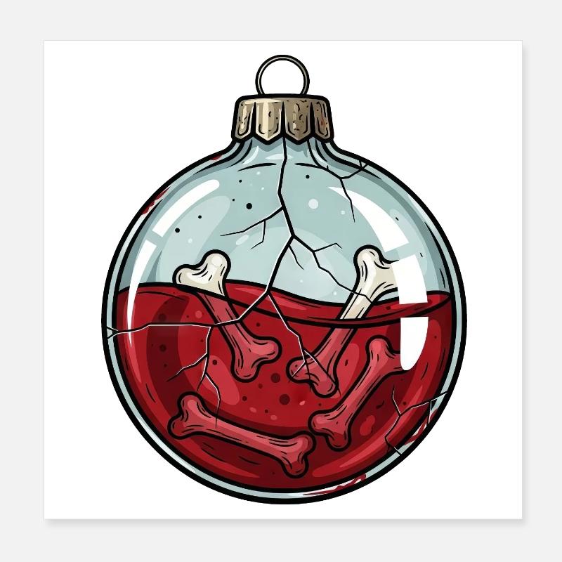 Gruselige Skelett Weihnachtskugel Horror Gothic Poster 20x20 cm