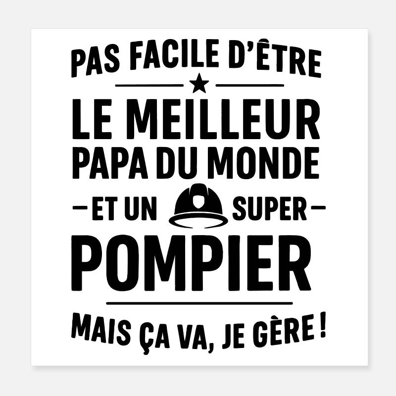 Pompier – Super Papa Pompier Poster 20 x 20 cm