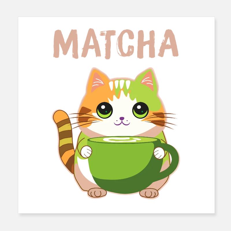 Matcha Katze Poster 20x20 cm