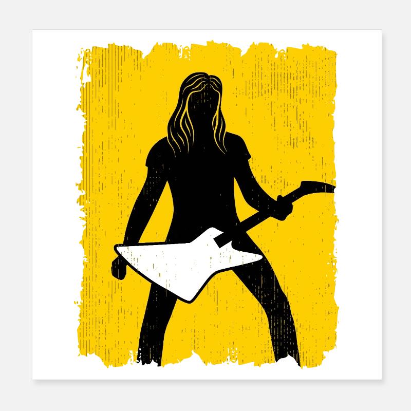 Gitarristen-Silhouette-Graffiti-Poster Poster 20x20 cm