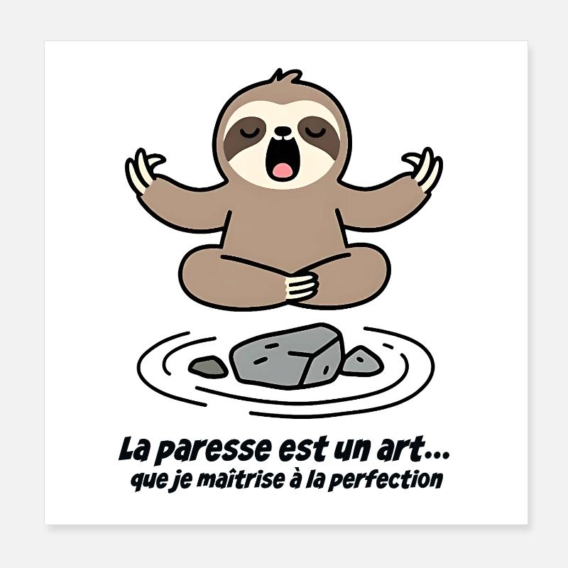 Lazy Meditative Zen Poster 8" x 8" (20x20 cm)