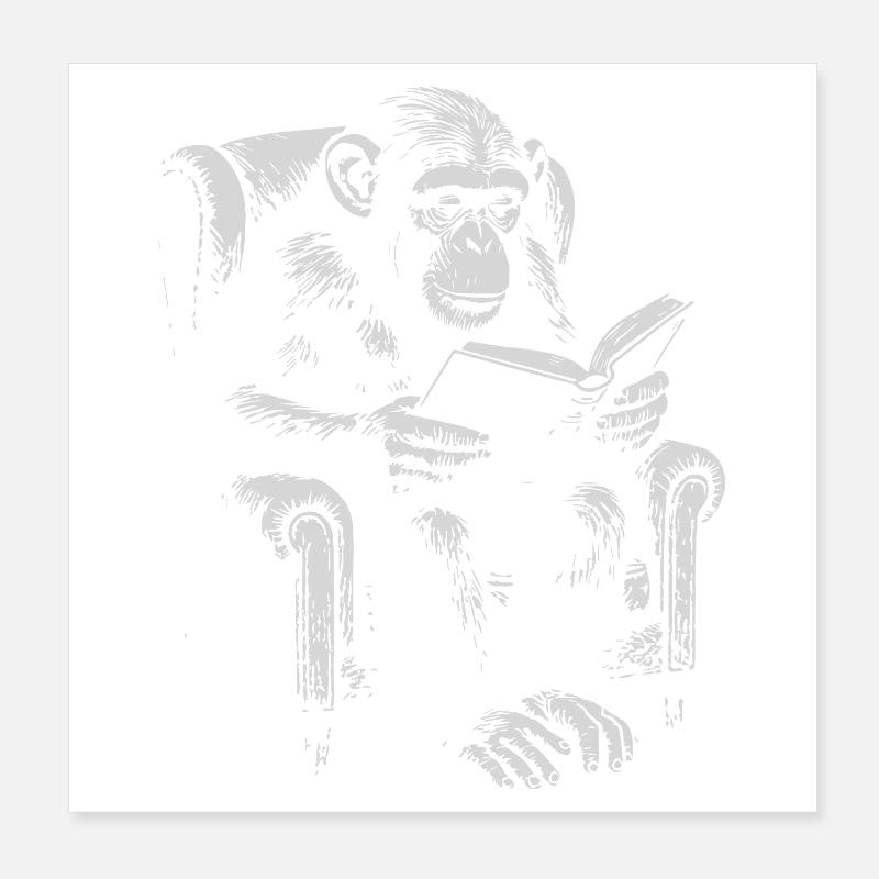 Ape Reading dans le fauteuil Poster 20 x 20 cm
