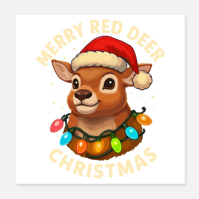Hirsch Weihnachten Jäger Geschenk Rotwild Poster 20x20 cm