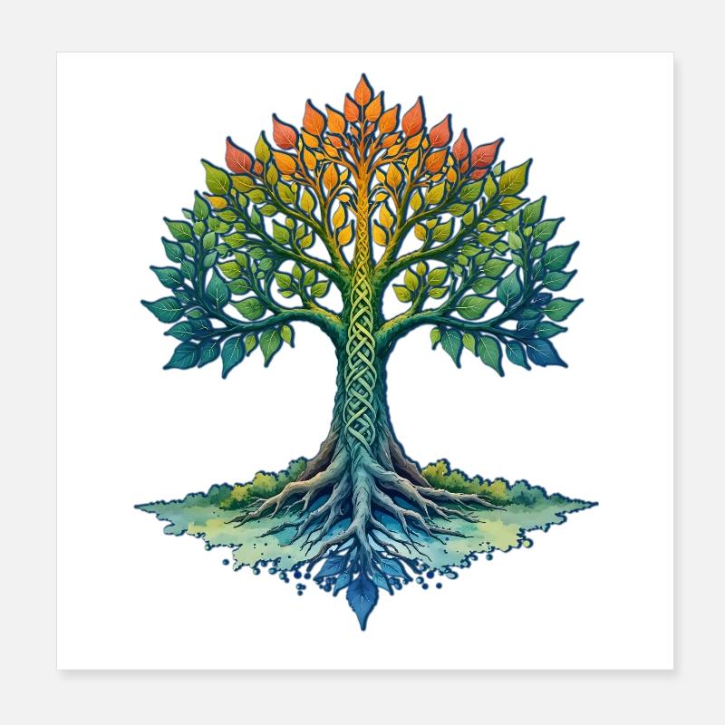 Regenbogenbaum des Lebens Poster 20x20 cm
