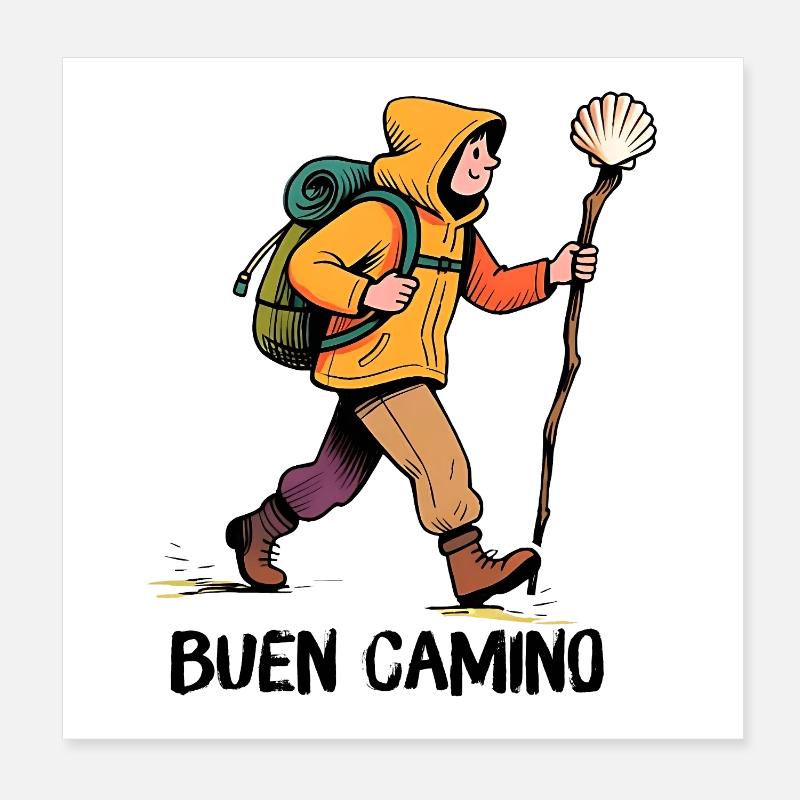 Pèlerin sur le chemin de Compostelle Poster 20 x 20 cm