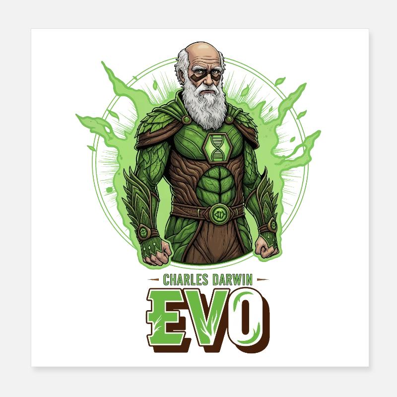 Évo Darwin Vert Héros Poster 20 x 20 cm