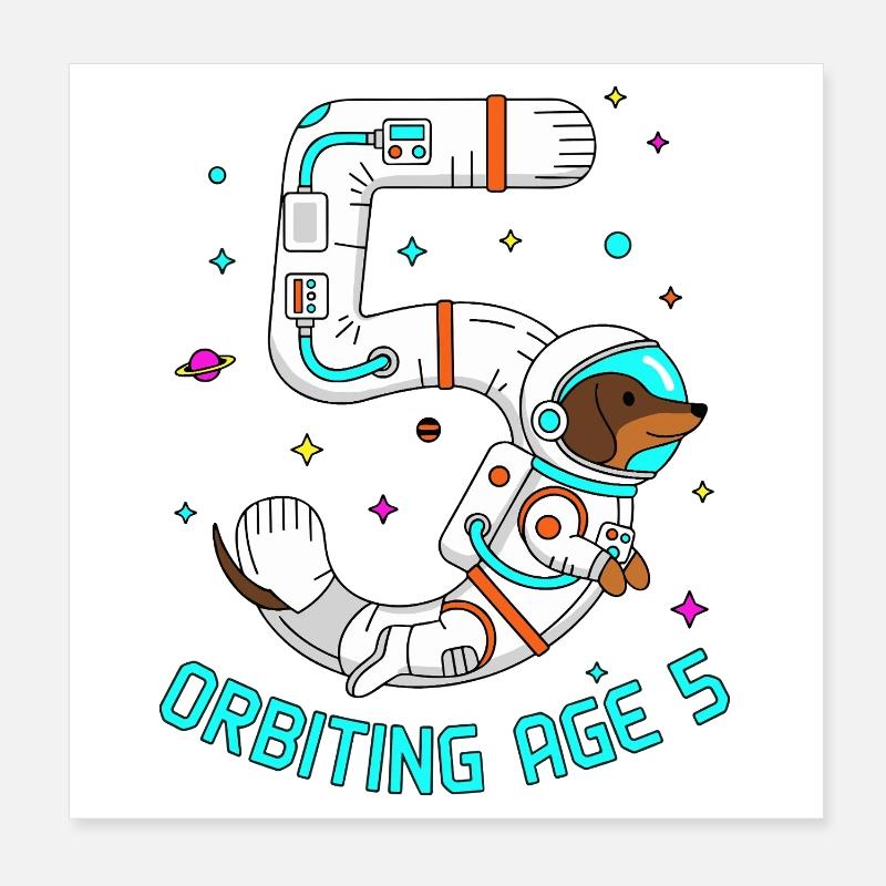 Espace teckel en orbite de l’ère 5 Poster 20 x 20 cm