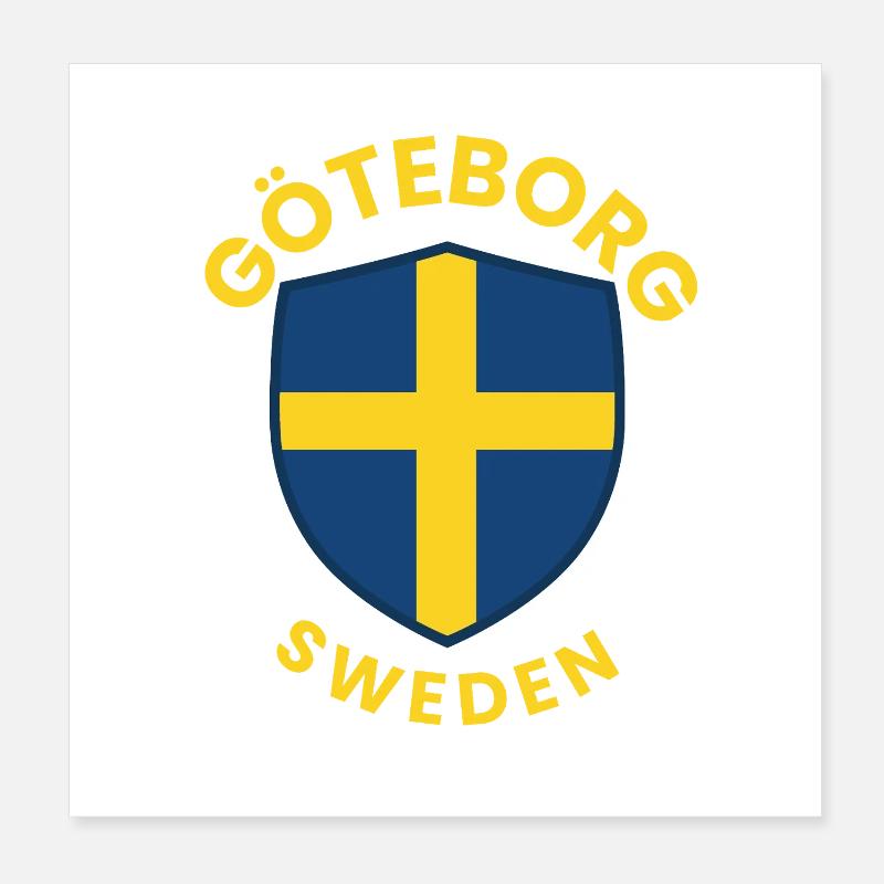 Emblème du Bouclier de Göteborg – Emblème bleu et jaune Poster 20 x 20 cm