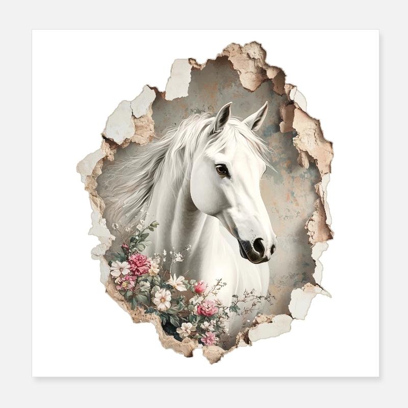 Fleurs de cheval Poster 20 x 20 cm