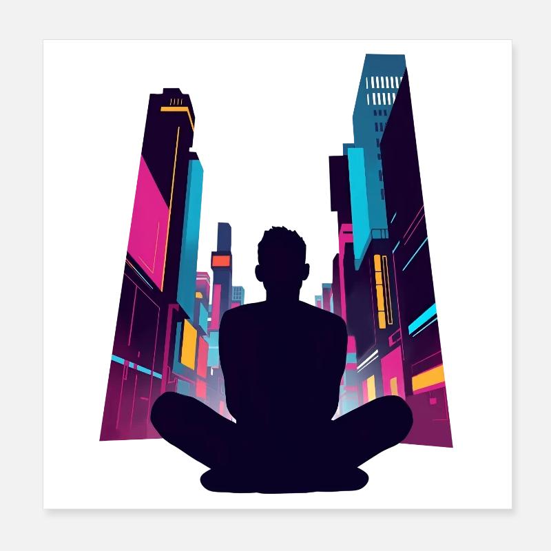 Zen dans la Cité Néon Poster 20 x 20 cm
