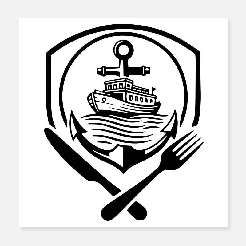 Logo batelier pour restaurant Poster 20 x 20 cm