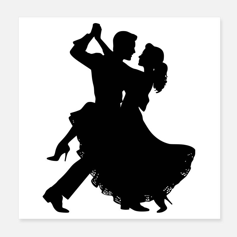 Silhouette du couple dansant | Motif de danse élégante Poster 20 x 20 cm