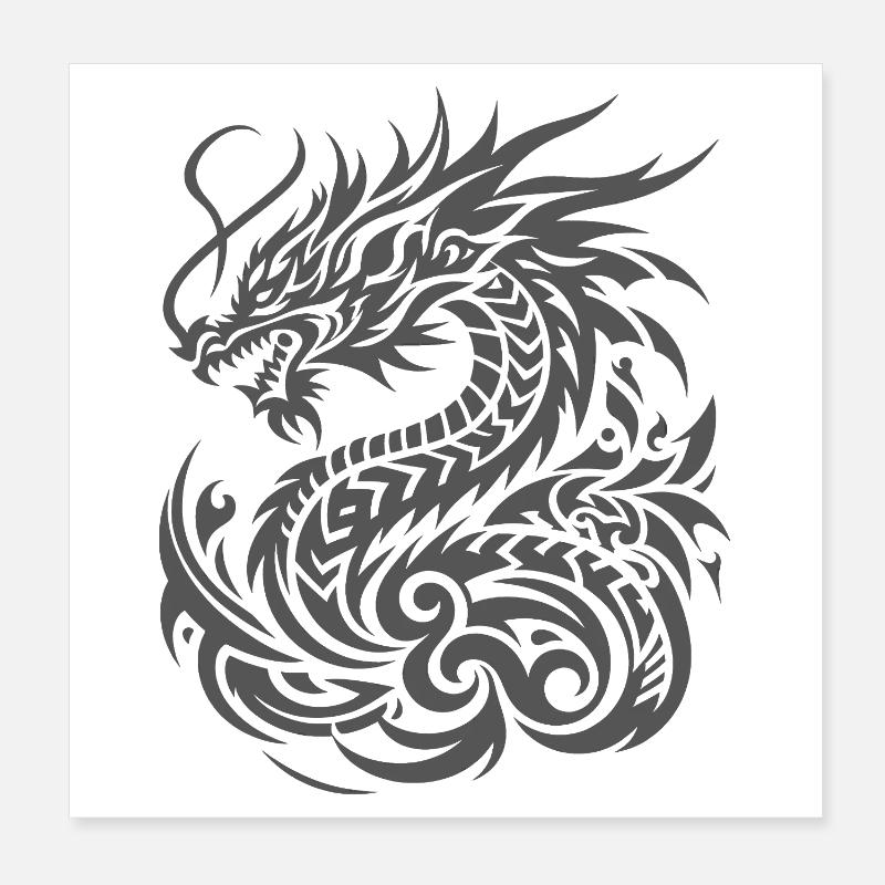 Drago Tribale Poster 20x20 cm
