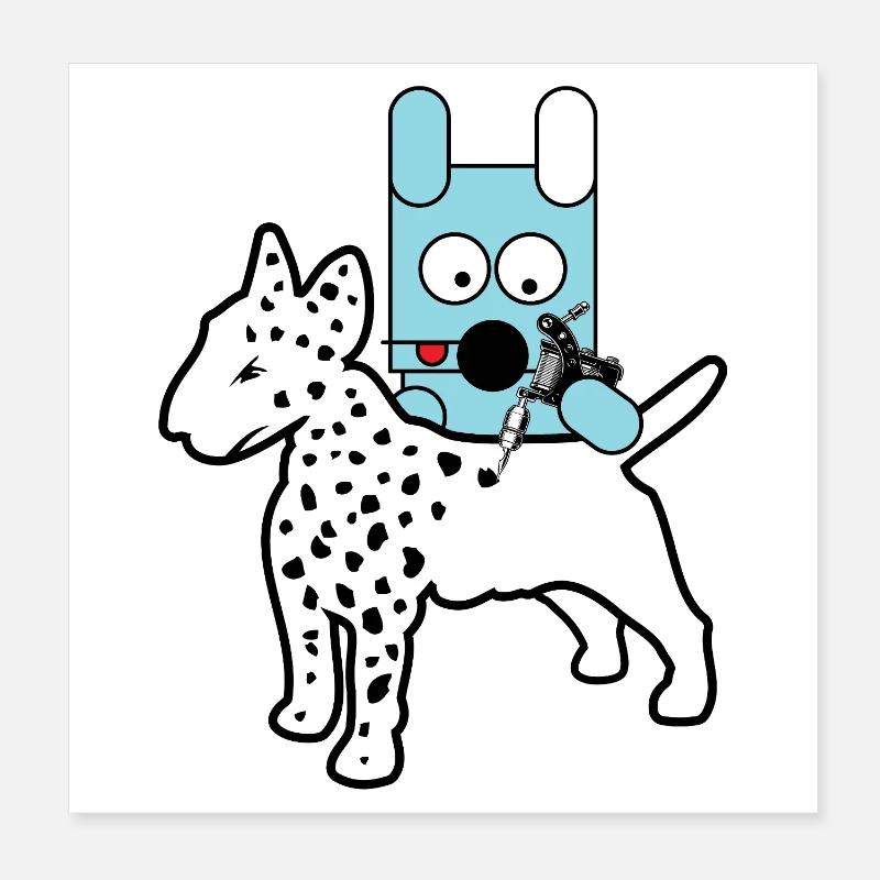 Blauer Bot-Hund mit Spritze Poster 20x20 cm