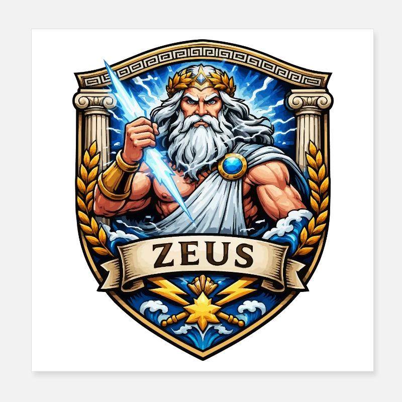 Zeus Donnersturm Schild Poster 20x20 cm