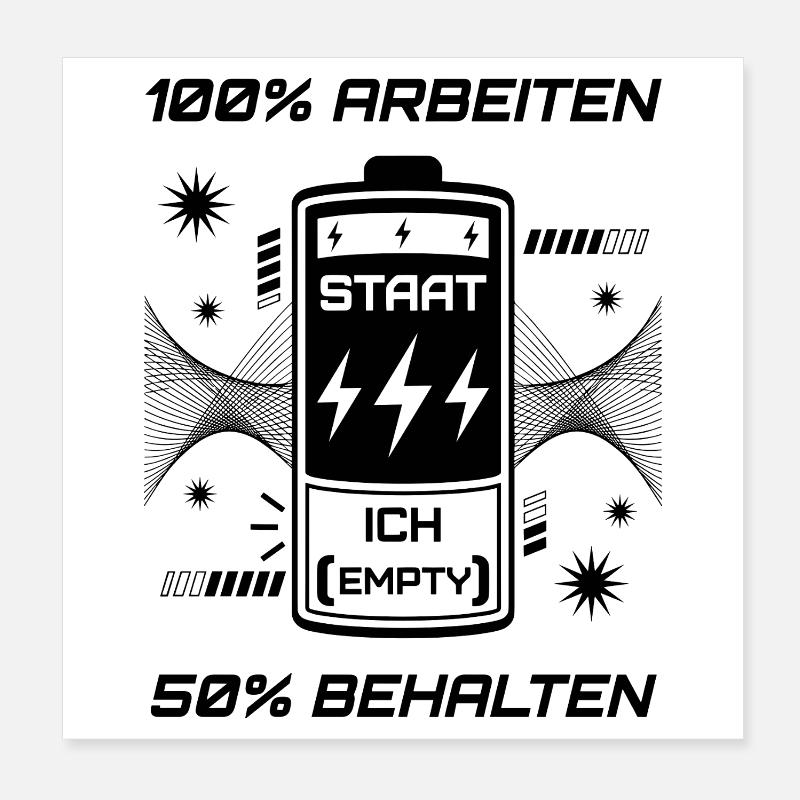 100 % travail, 50 % garder Poster 20 x 20 cm
