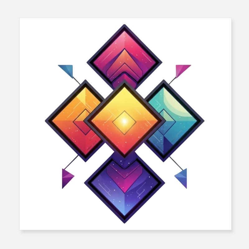 Rainbow Diamond Kaleido Poster 8" x 8" (20x20 cm)