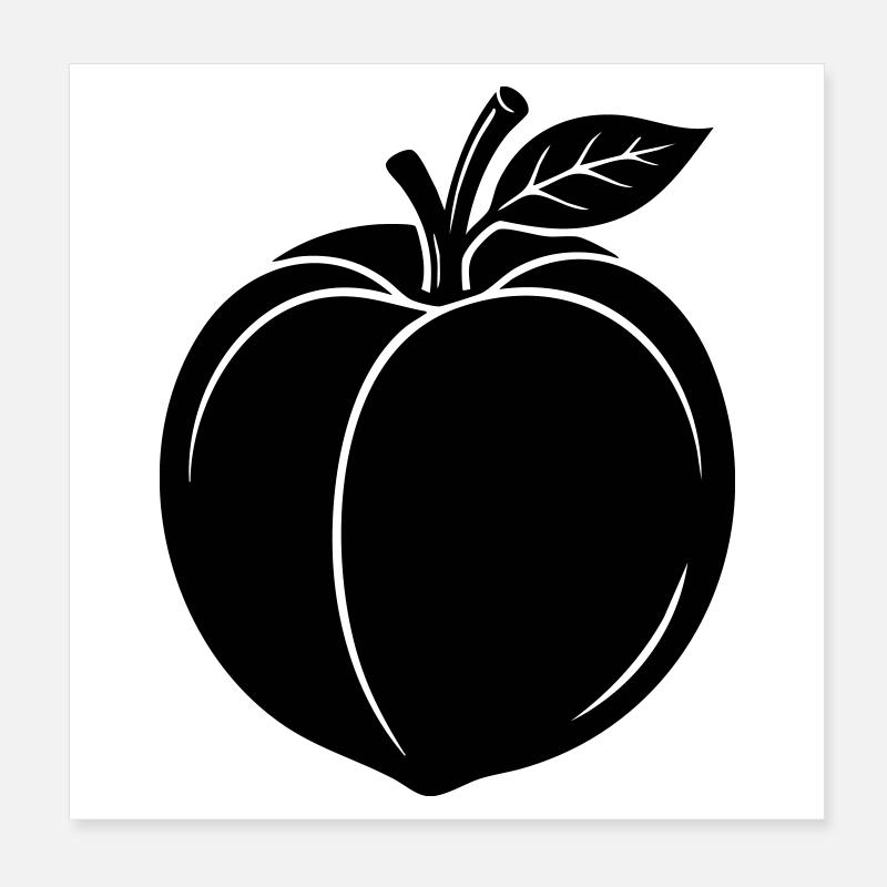 Silhouette du Fruit de la Pêche Poster 20 x 20 cm