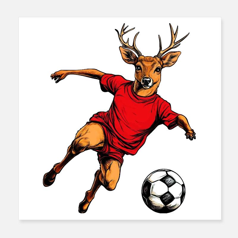 Fussball Hirsch Poster 20x20 cm
