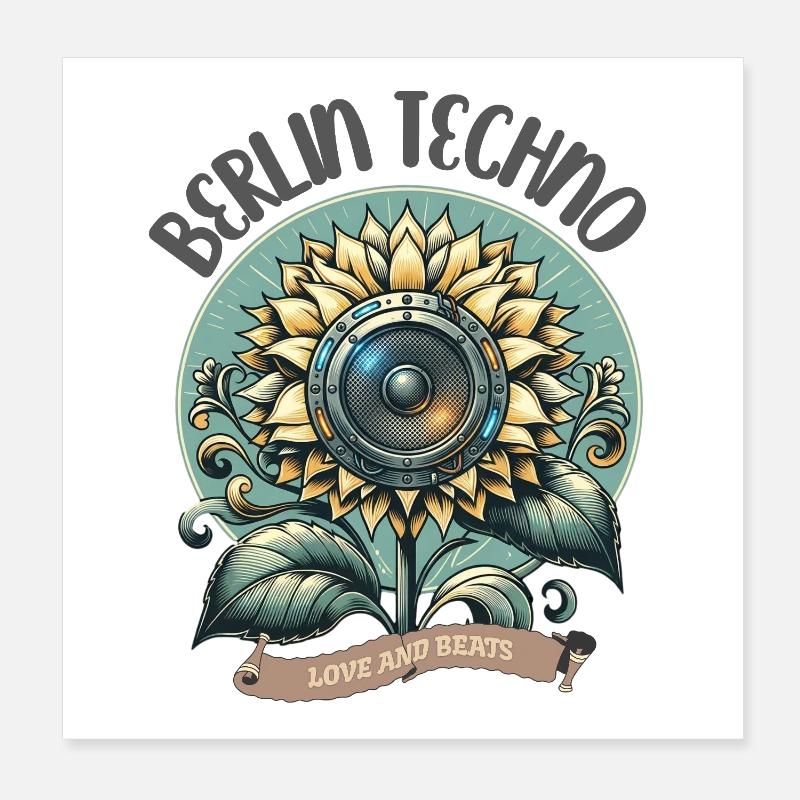 Berlin Techno - Love and Beats Poster 20x20 cm