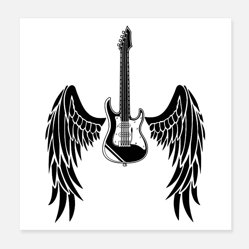 Black Winged Guitar Poster 20x20 cm