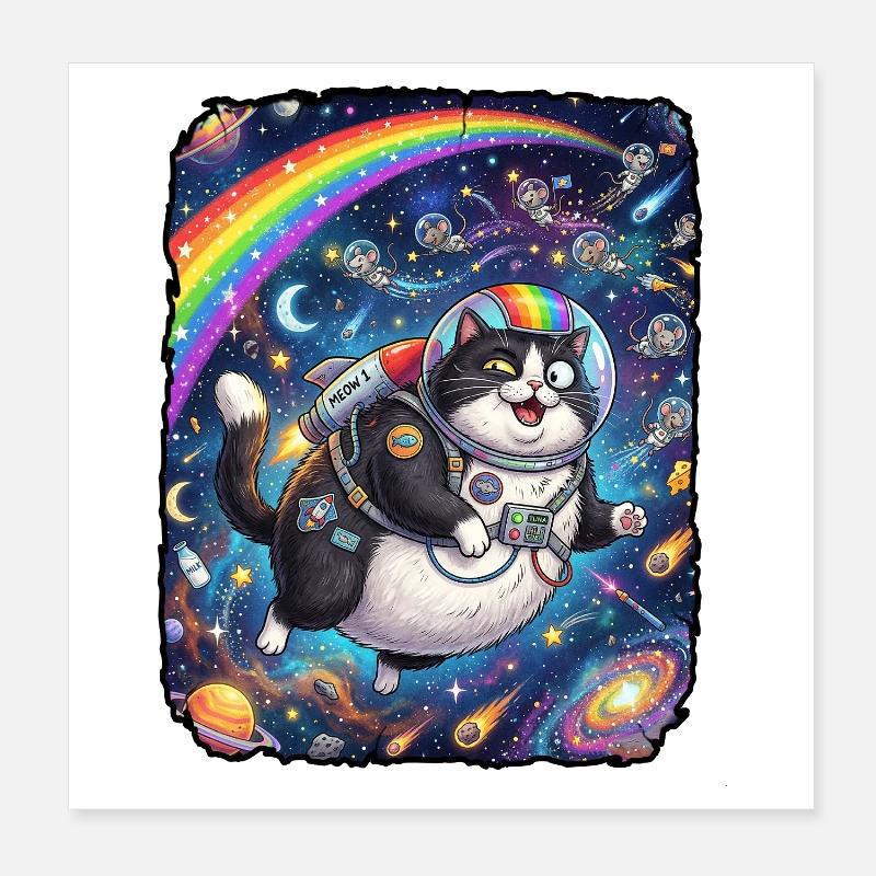 Crazy Cat Universe Poster 8" x 8" (20x20 cm)